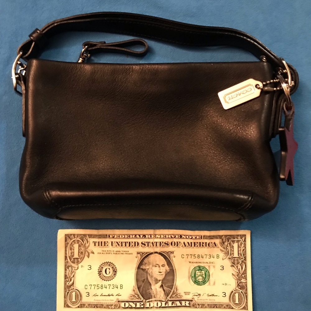 Coach Black Leather Clutch Mini Purse w/ Star